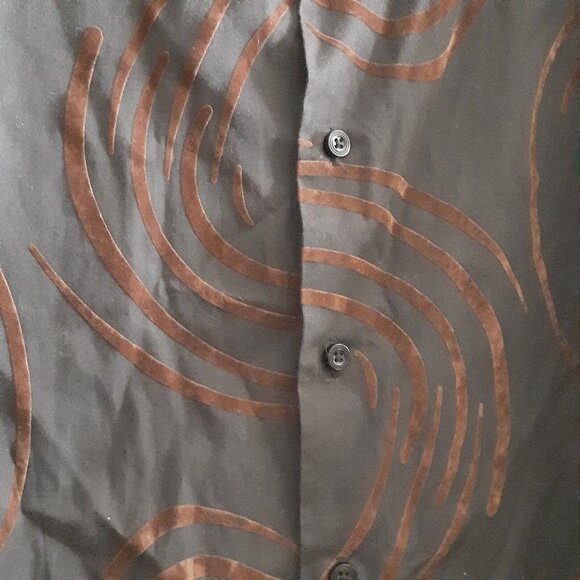 Franky Max Button Front Flocked Shirt Swirl Print Brown Espresso 2XL - Picture 5 of 7